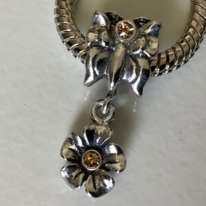 "FLOWER" Silver Plated Dangling Charm Bead For European Style Charm Bracelets